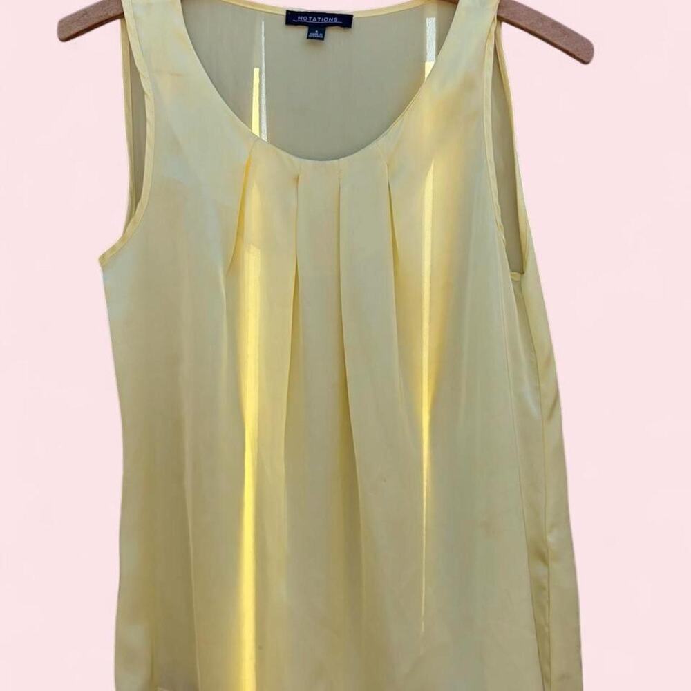 Pastel yellow pleated sleeveless tank